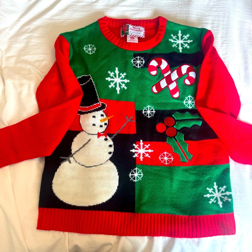 Christmas‎ Holiday Sweater Medium Snowman Festive Cheer Party